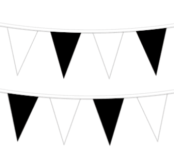 Black/White Plastic Pennant String, 120′